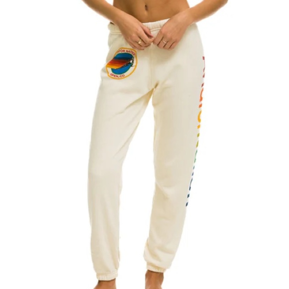 Aviator Nation Vintage White North Shore Oahu Hawaii Jogger Sweatpants XS